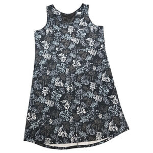 Columbia Wom 1X Sleeveless Dress Tropical Floral Black Gray Water Beach Travel